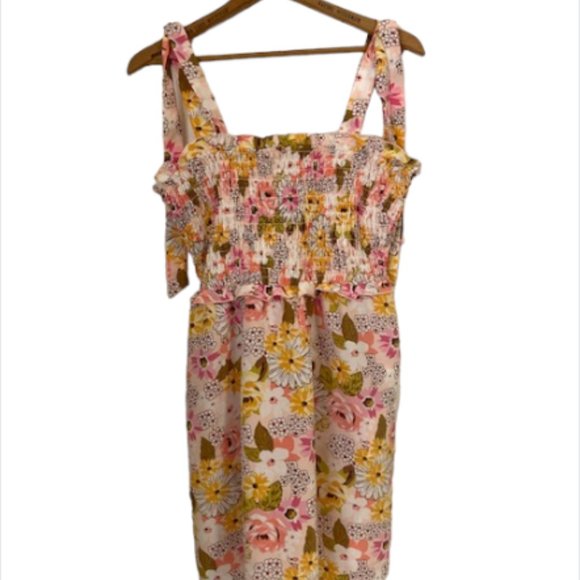 New! Lily Rose Smocked Dress with Ties - Blush Rose Mini Dress - Picture 6 of 6